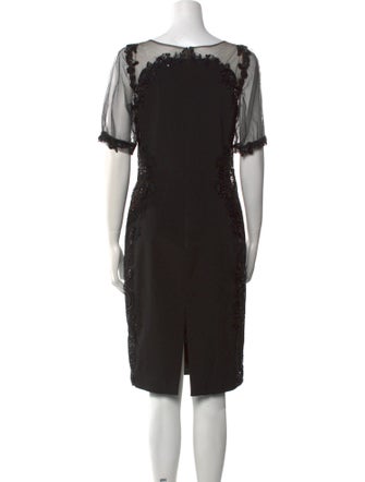 Marchesa Notte Bateau Neckline Knee-Length Dress