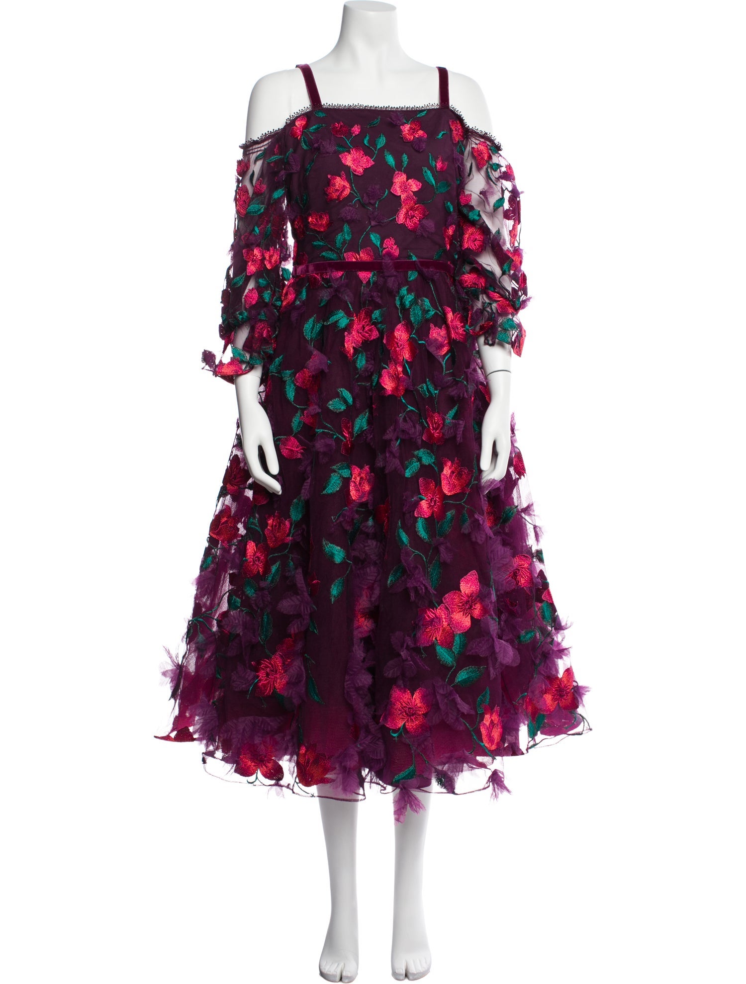 Marchesa Notte Floral Print Long Dress