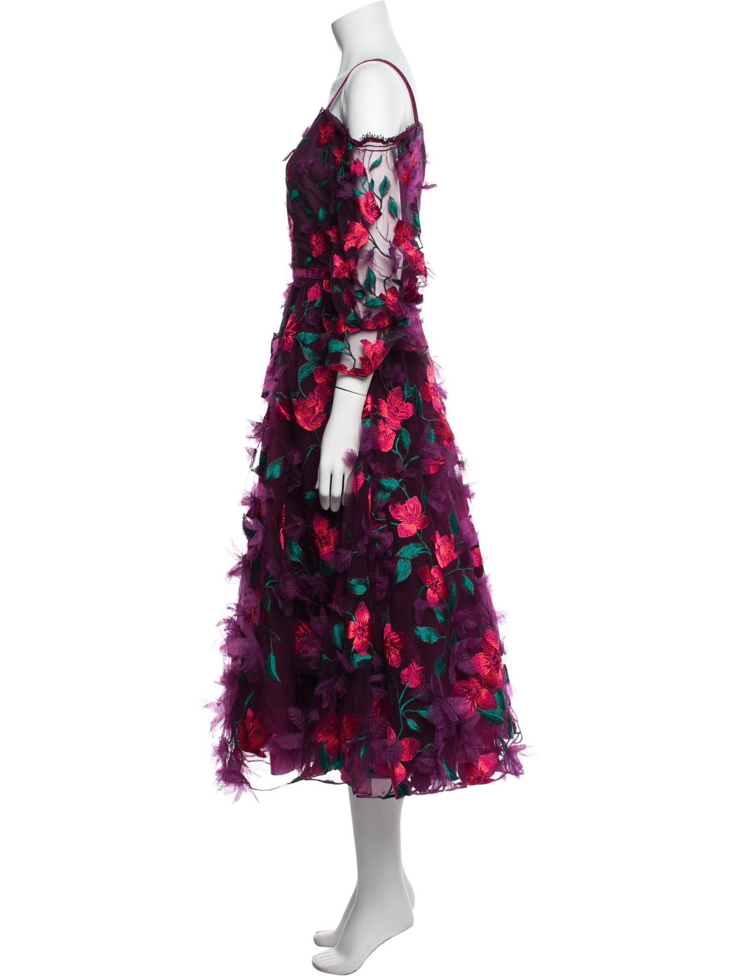 Marchesa Notte Floral Print Long Dress