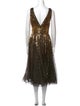 Marchesa Notte V-Neck Midi Length Dress