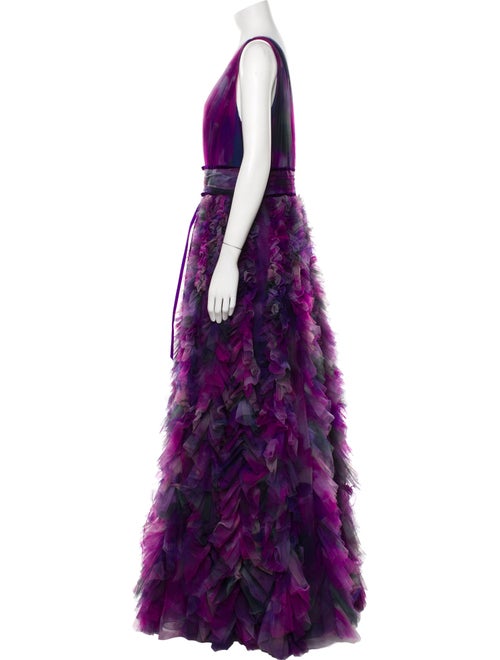 Marchesa Notte Printed Long Dress