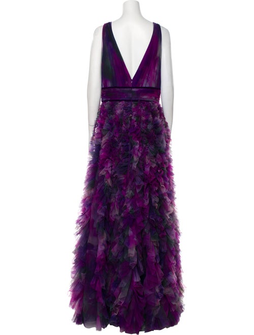 Marchesa Notte Printed Long Dress