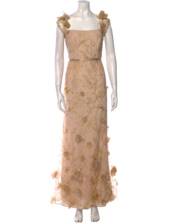 Marchesa Notte Square Neckline Long Dress