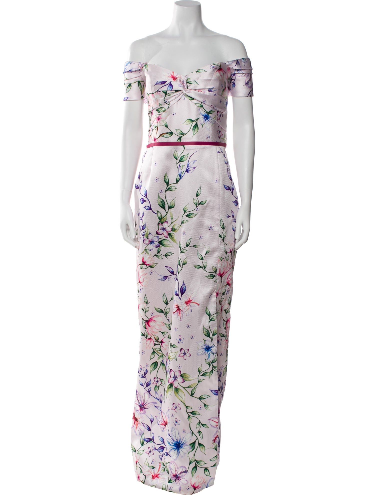 Marchesa Notte Floral Print Long Dress