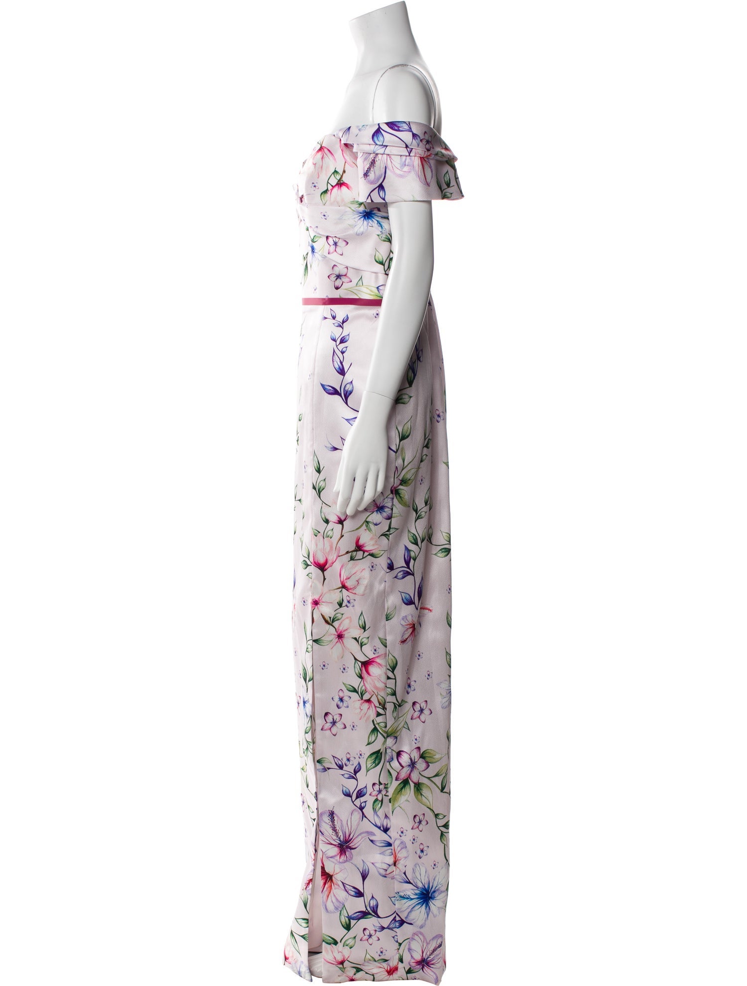 Marchesa Notte Floral Print Long Dress
