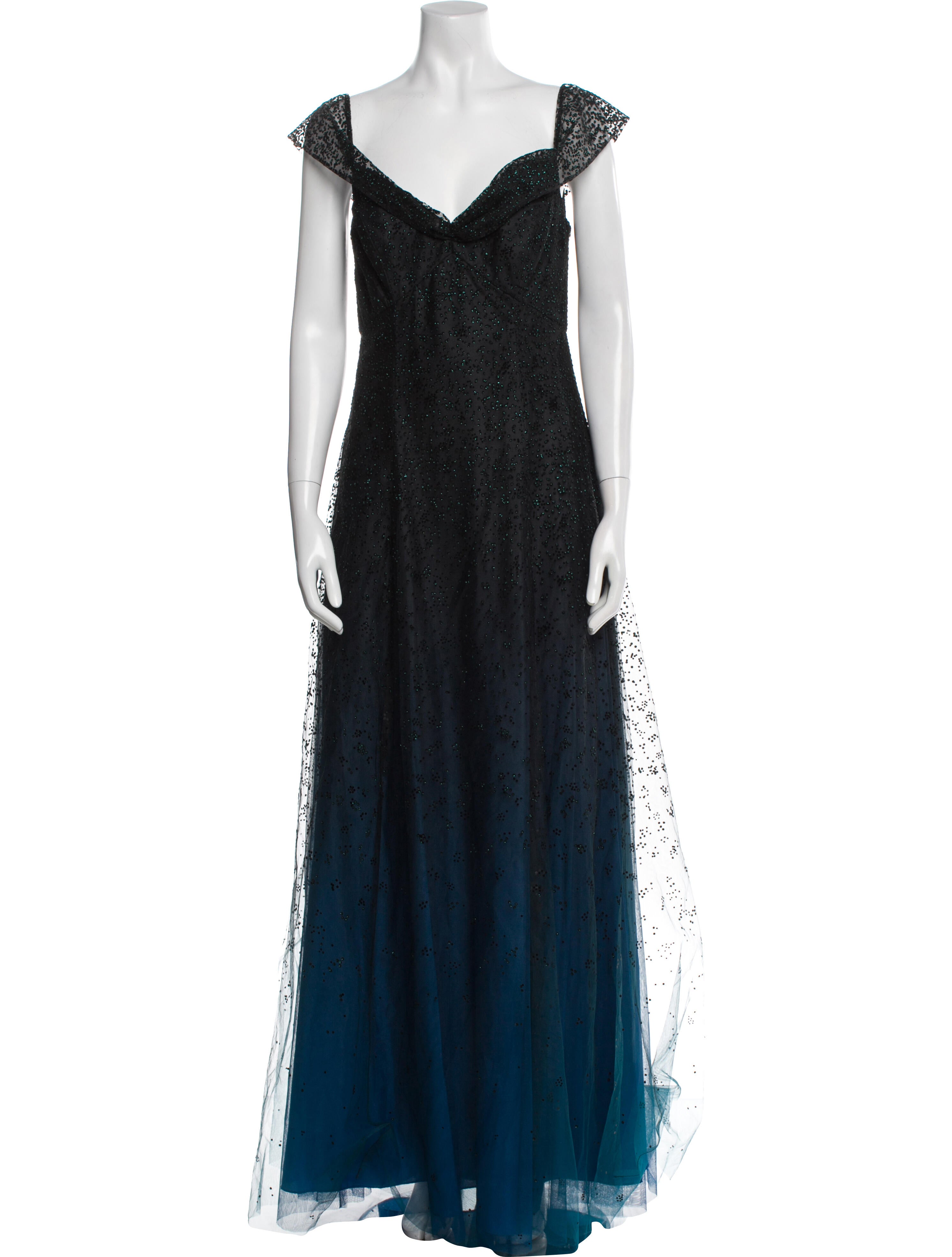 Marchesa Notte V-Neck Long Dress