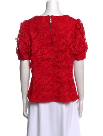 Marchesa Notte Lace Pattern Scoop Neck Blouse