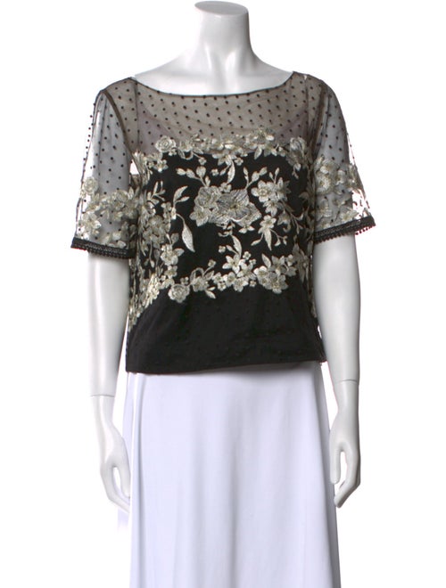 Marchesa Notte Nylon Lace Pattern Crop Top