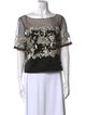 Marchesa Notte Nylon Lace Pattern Crop Top