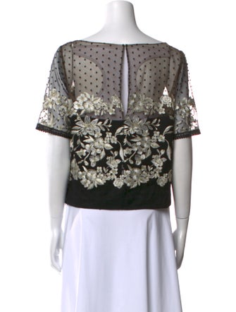 Marchesa Notte Nylon Lace Pattern Crop Top