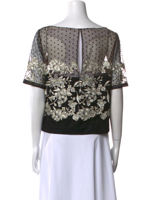 Marchesa Notte Nylon Lace Pattern Crop Top