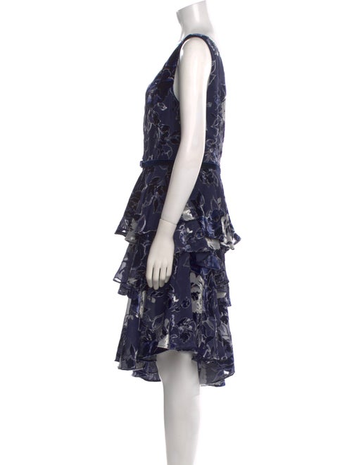 Marchesa Notte Printed Midi Length Dress