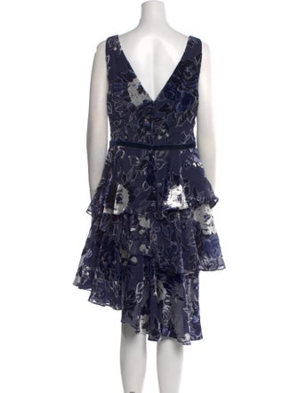 Marchesa Notte Printed Midi Length Dress