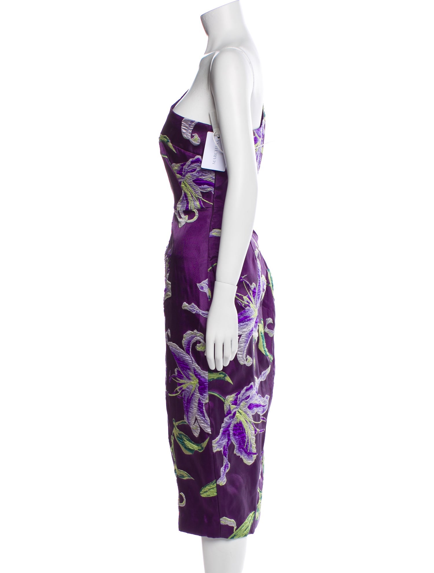 Marchesa Notte Floral Print Midi Length Dress w/ Tags