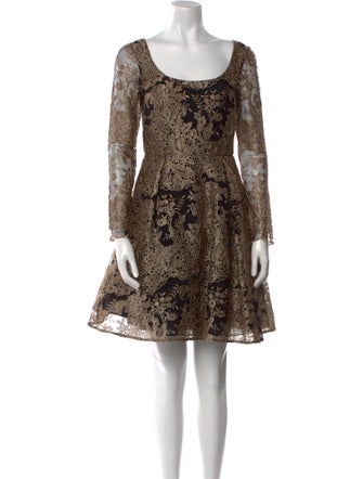 Marchesa Notte Lace Pattern Mini Dress