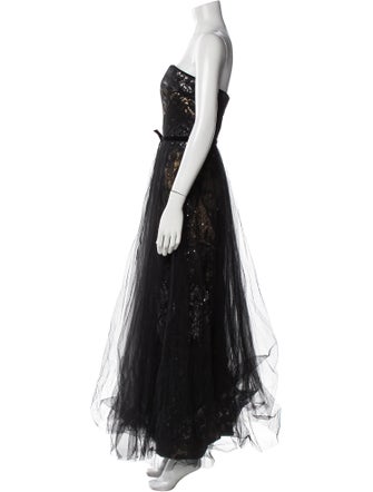 Marchesa Notte Sequin Long Dress