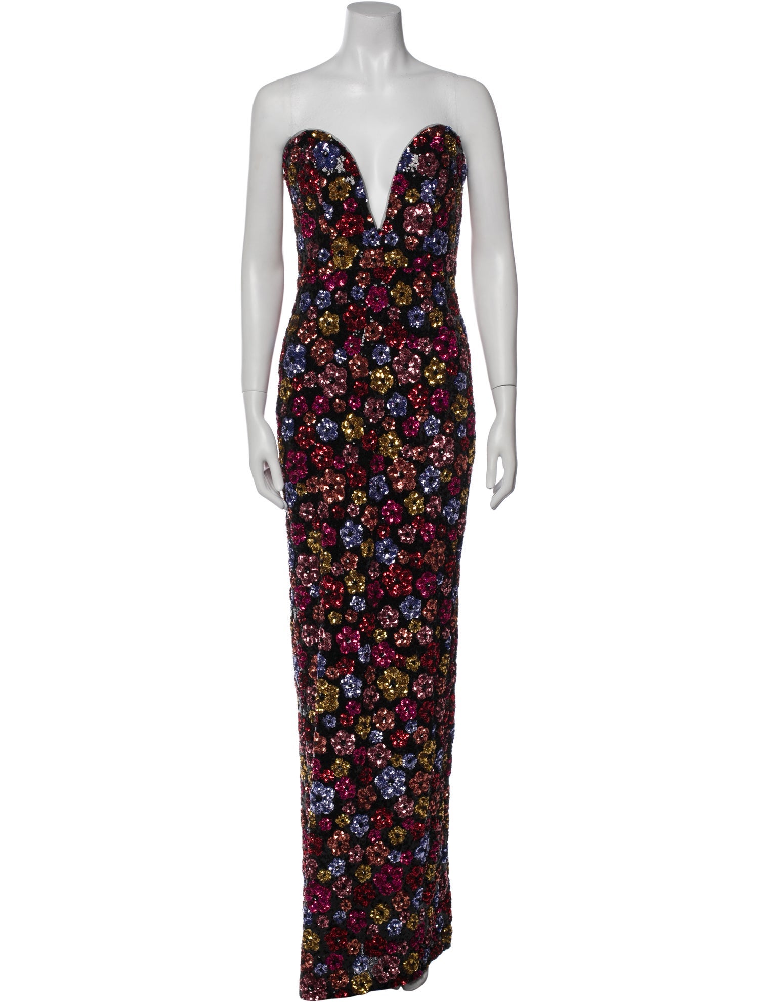 Marchesa Notte Floral Print Long Dress
