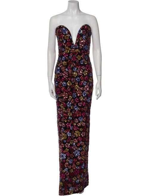 Marchesa Notte Floral Print Long Dress