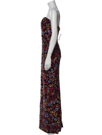 Marchesa Notte Floral Print Long Dress