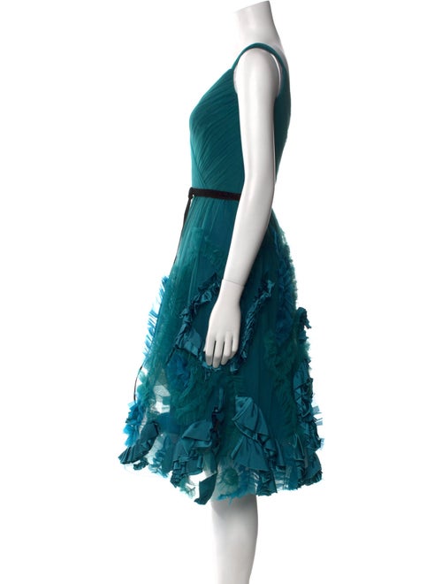 Marchesa Notte V-Neck Midi Length Dress