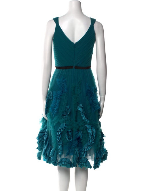 Marchesa Notte V-Neck Midi Length Dress