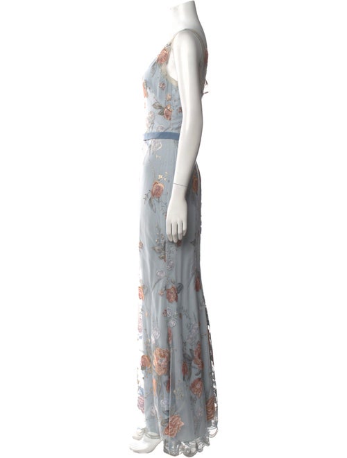 Marchesa Notte Floral Print Long Dress