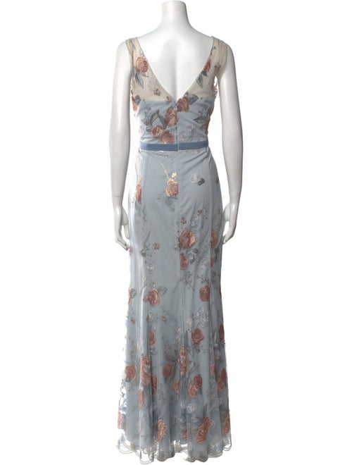 Marchesa Notte Floral Print Long Dress