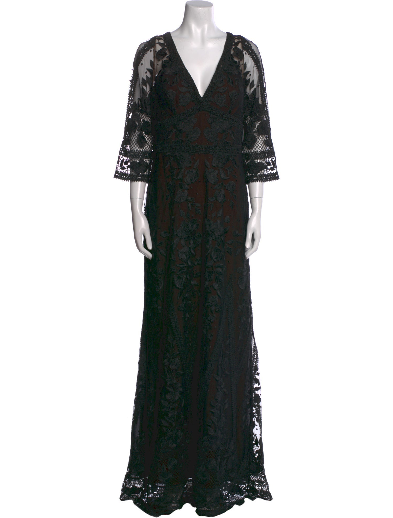 Marchesa Notte Lace Pattern Long Dress