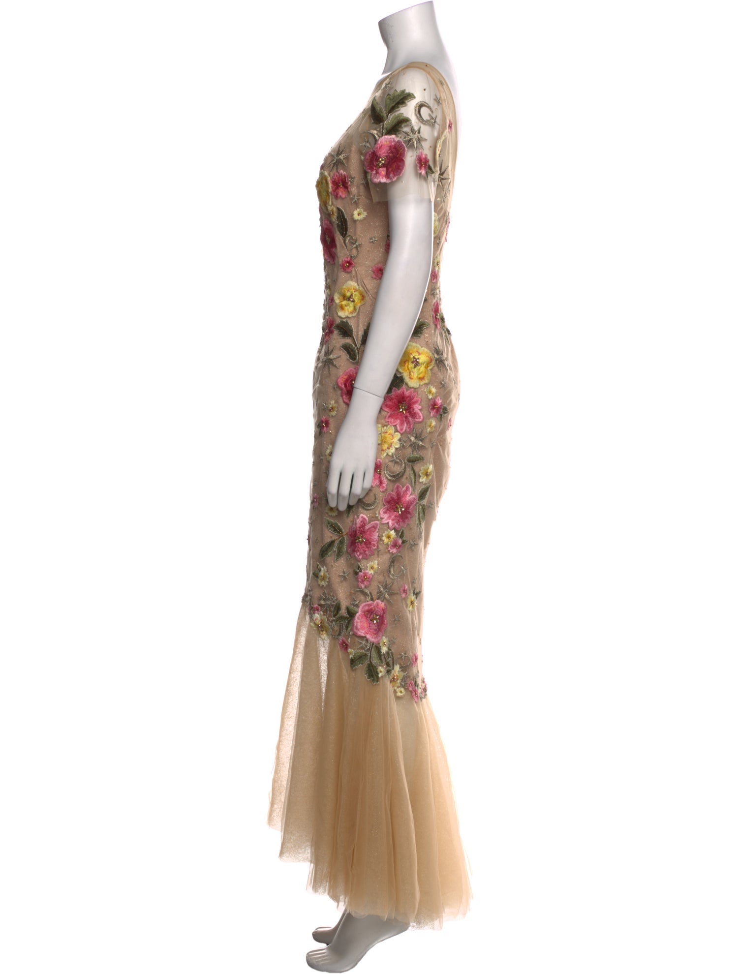 Marchesa Notte Floral Print Long Dress