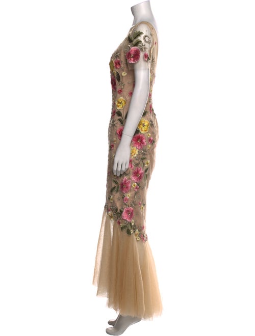 Marchesa Notte Floral Print Long Dress