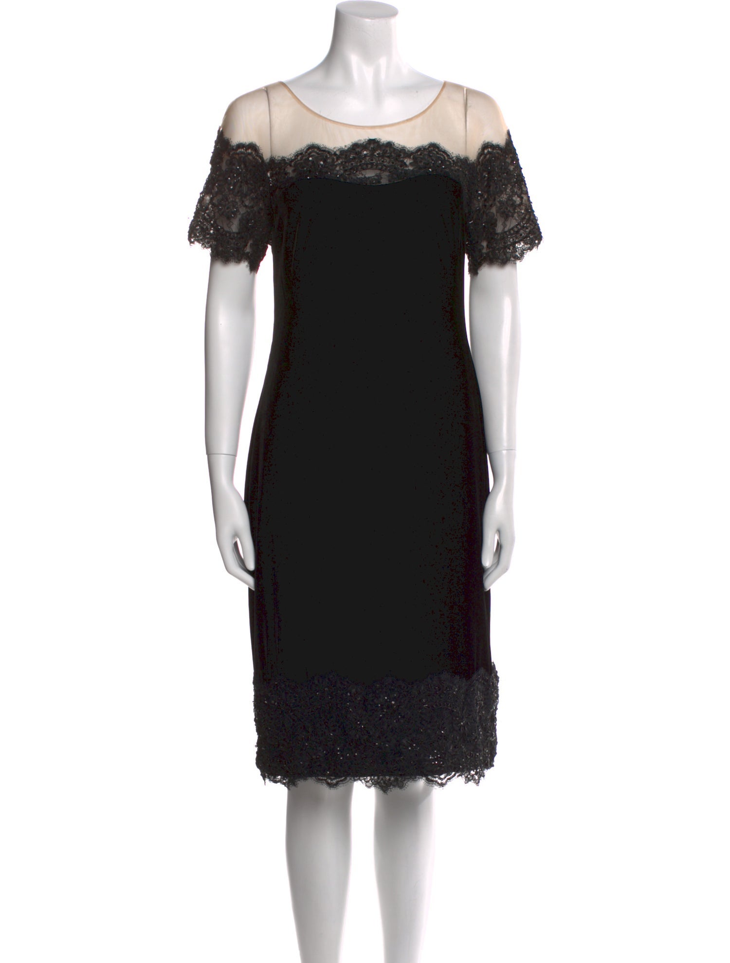 Marchesa Notte Bateau Neckline Knee-Length Dress