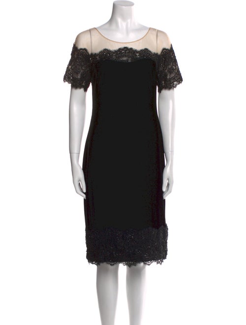Marchesa Notte Bateau Neckline Knee-Length Dress