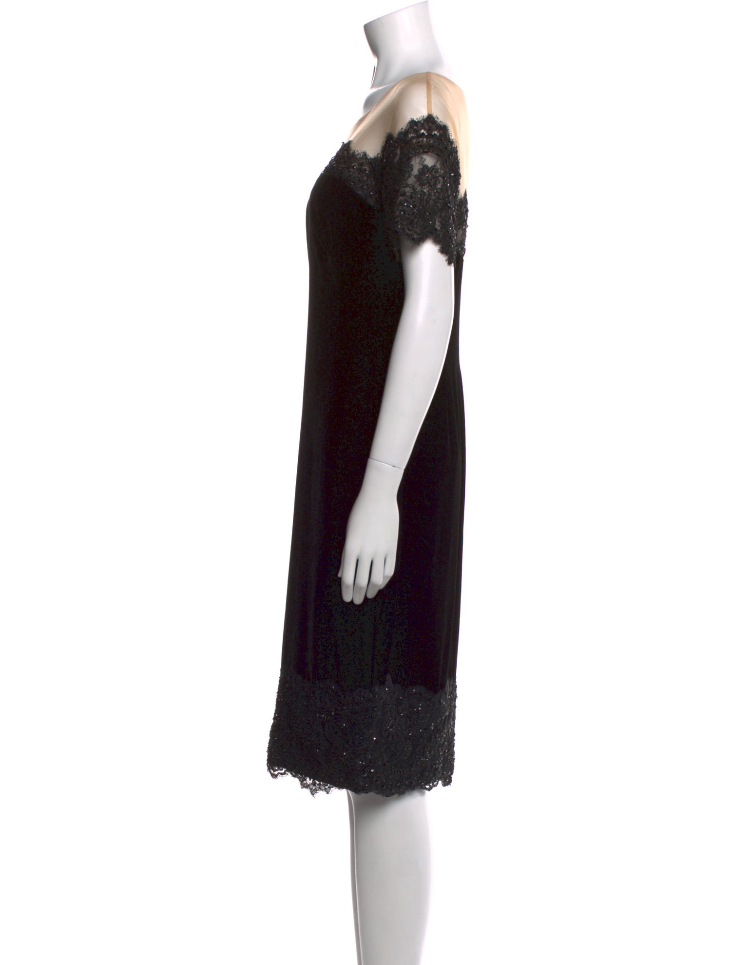 Marchesa Notte Bateau Neckline Knee-Length Dress