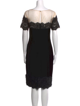 Marchesa Notte Bateau Neckline Knee-Length Dress