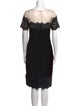 Marchesa Notte Bateau Neckline Knee-Length Dress