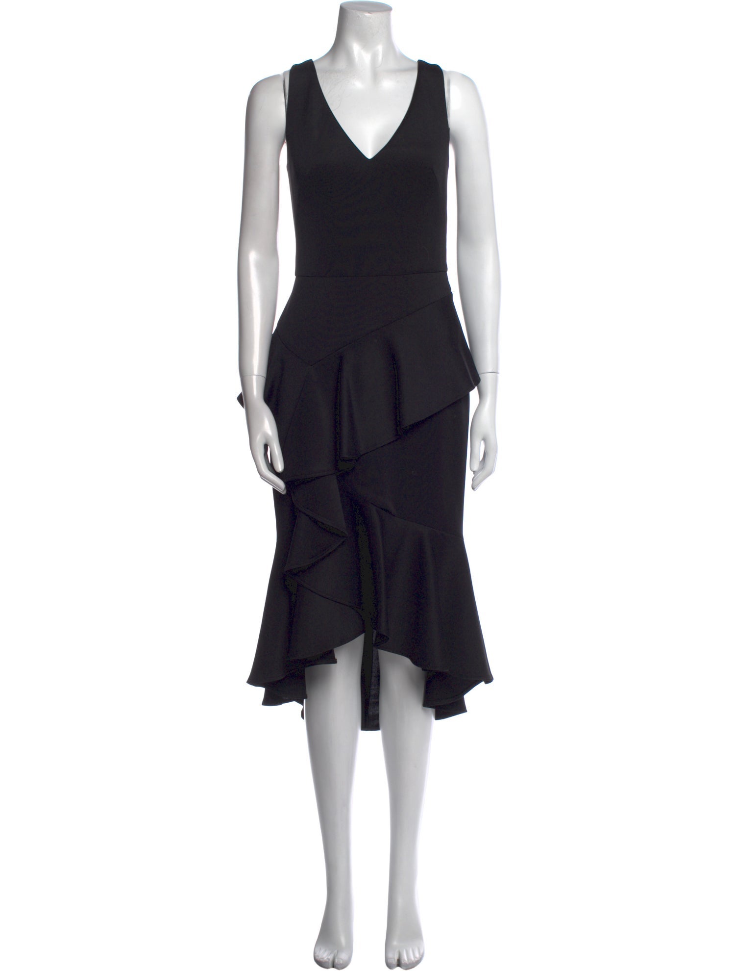 Marchesa Notte V-Neck Midi Length Dress