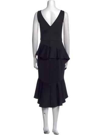 Marchesa Notte V-Neck Midi Length Dress