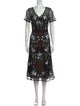 Marchesa Notte Floral Print Midi Length Dress