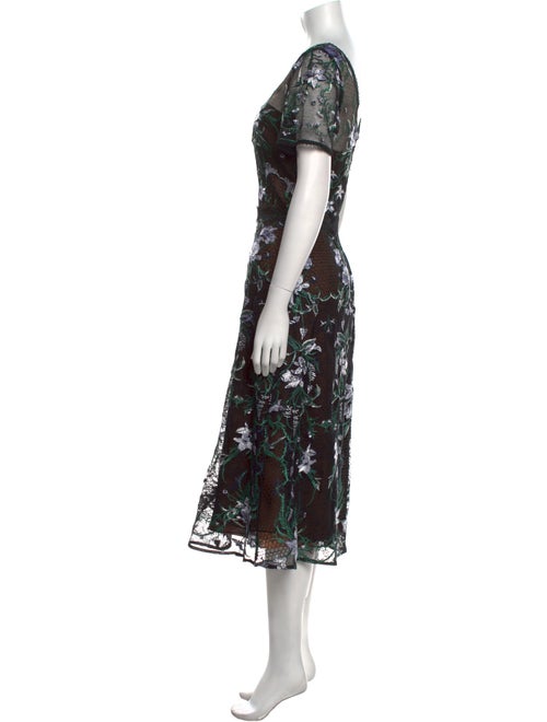 Marchesa Notte Floral Print Midi Length Dress