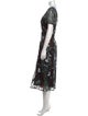 Marchesa Notte Floral Print Midi Length Dress