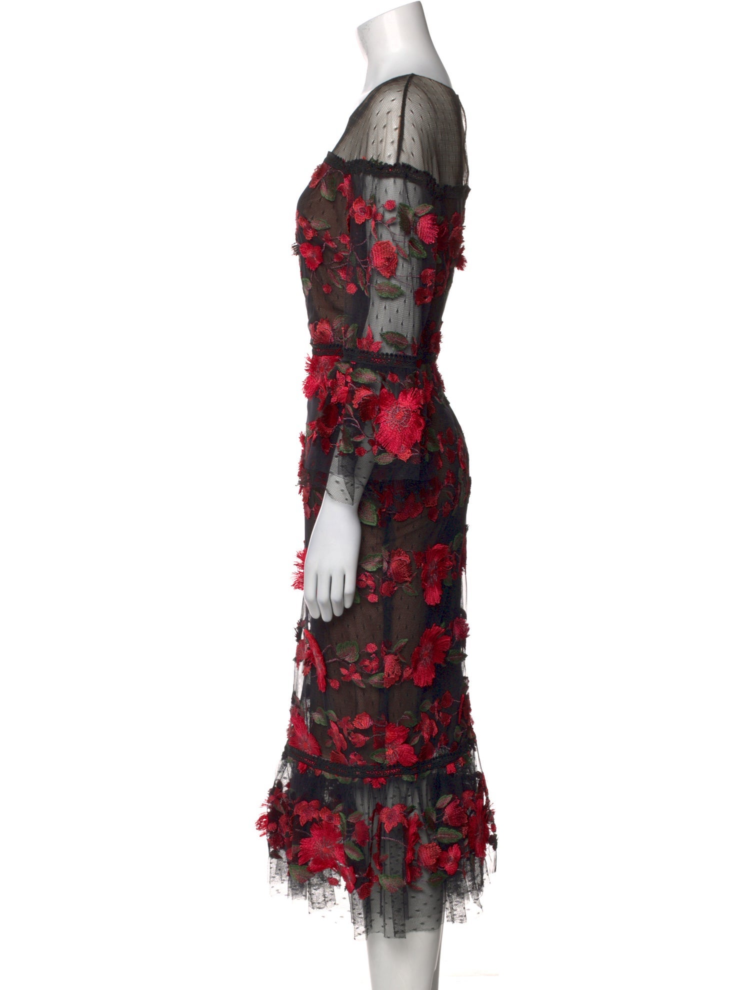 Marchesa Notte Lace Pattern Long Dress