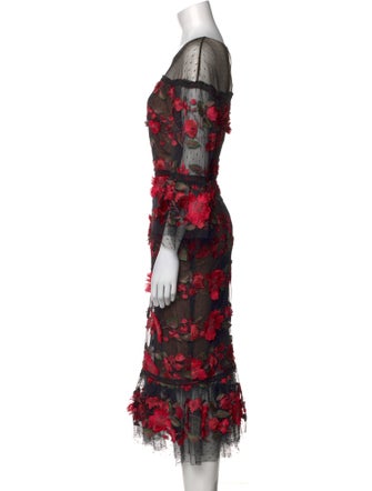 Marchesa Notte Lace Pattern Long Dress