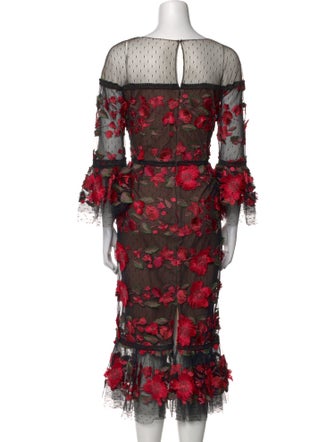 Marchesa Notte Lace Pattern Long Dress