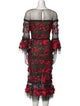 Marchesa Notte Lace Pattern Long Dress