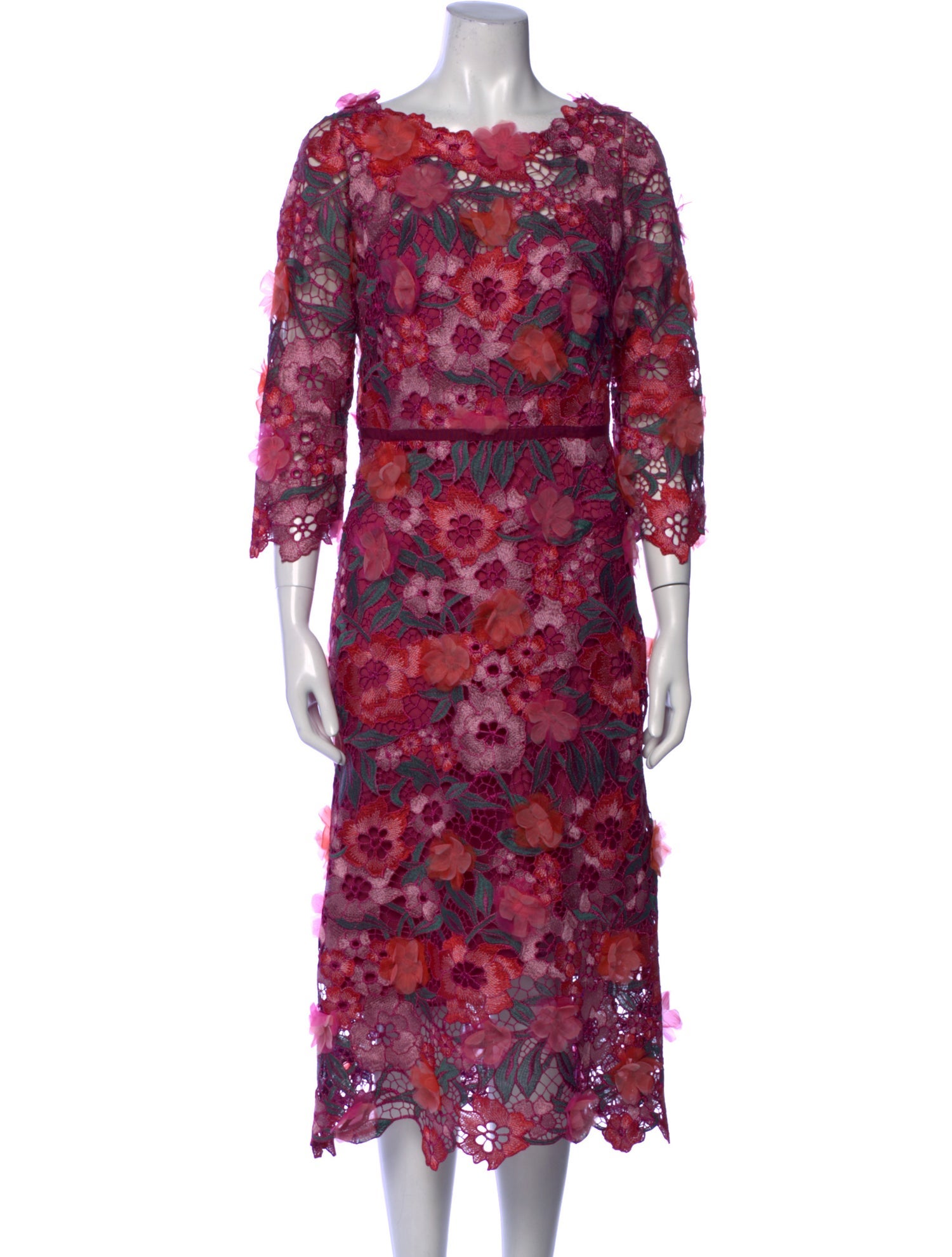 Marchesa Notte Floral Print Midi Length Dress