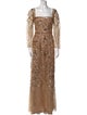 Marchesa Notte Lace Pattern Long Dress