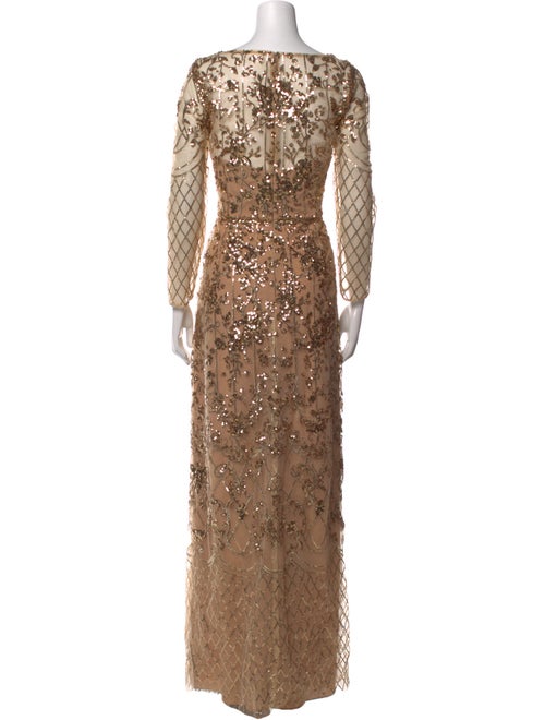 Marchesa Notte Lace Pattern Long Dress