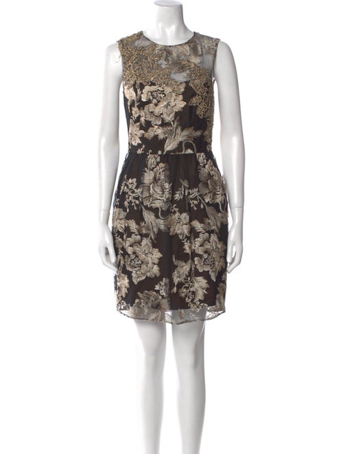Marchesa Notte Lace Pattern Mini Dress