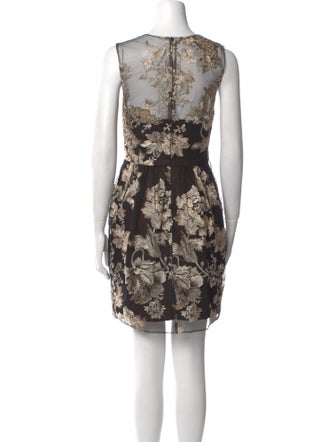 Marchesa Notte Lace Pattern Mini Dress