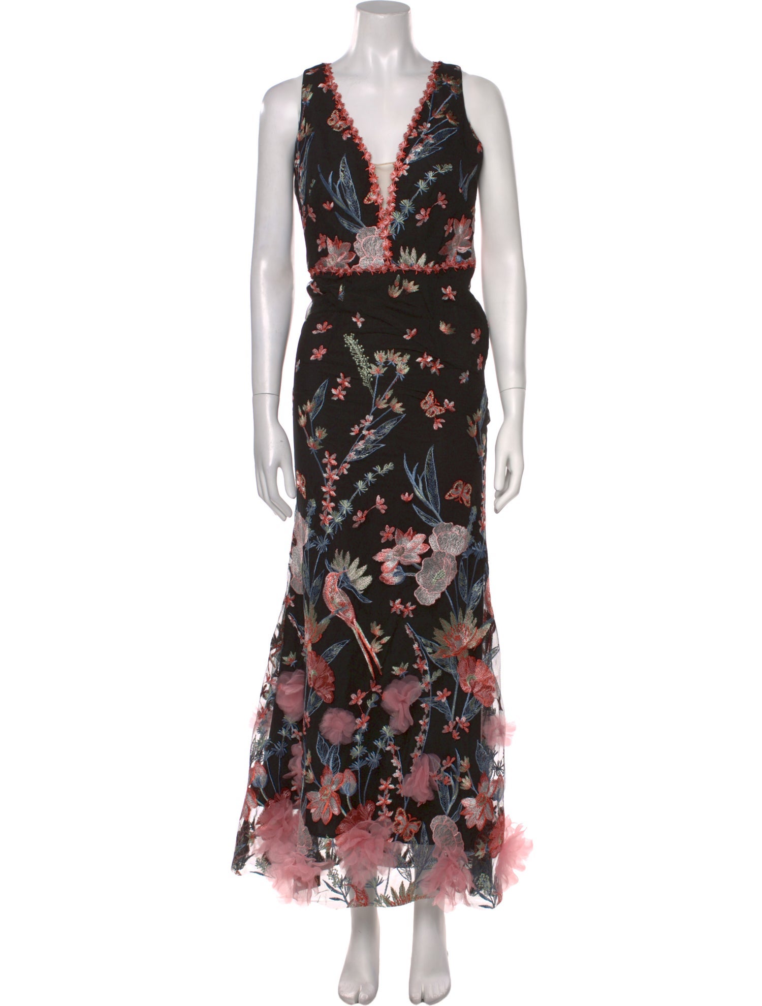 Marchesa Notte Floral Print Long Dress